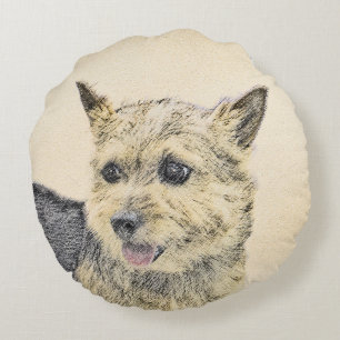 Norwich Terrier Painting - Niedliche Original Dog Rundes Kissen