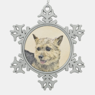 Norwich Terrier Painting - Niedliche Original Dog  Schneeflocken Zinn-Ornament