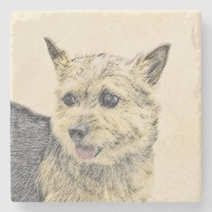 Norwich Terrier Painting - Niedliche Original Dog  Steinuntersetzer