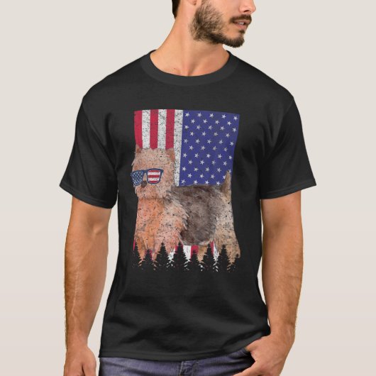 Norwich Terrier Patriotic Dog USA Pride American F T-Shirt (Vorderseite)
