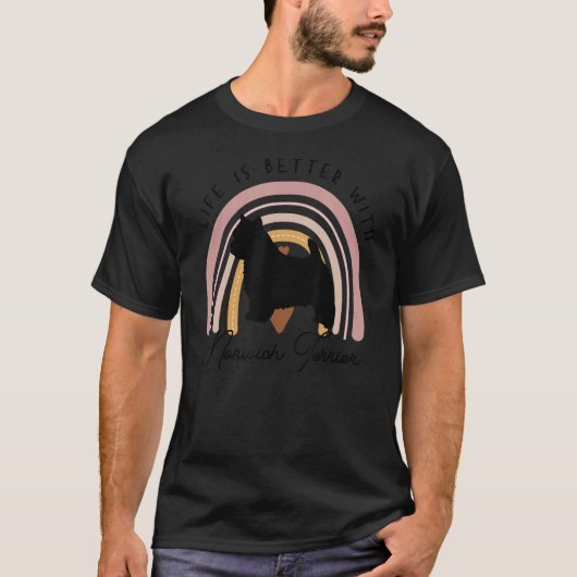 Norwich Terrier Rainbow Dog Mama T-Shirt (Vorderseite)