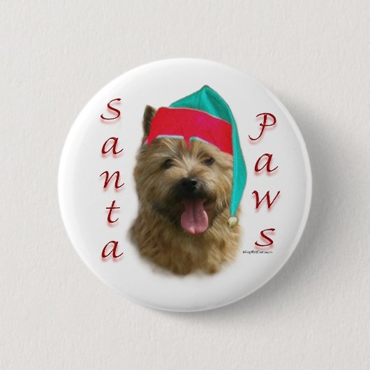 Norwich Terrier Santa Paws Button (Vorderseite)