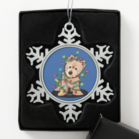 Norwich Terrier Schneeflocken Zinn-Ornament (Box)