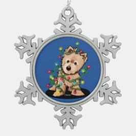 Norwich Terrier Schneeflocken Zinn-Ornament