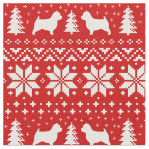 Norwich-Terrier-Silhouette-Weihnachtsmuster Stoff