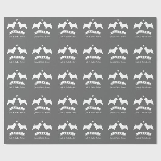 Norwich Terrier Silhouetten mit Text Geschenkpapier (Flach)