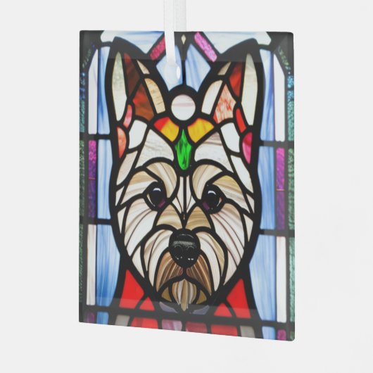 Norwich Terrier "Stached Glass" Ornament Aus Glas (Vorderseite links)