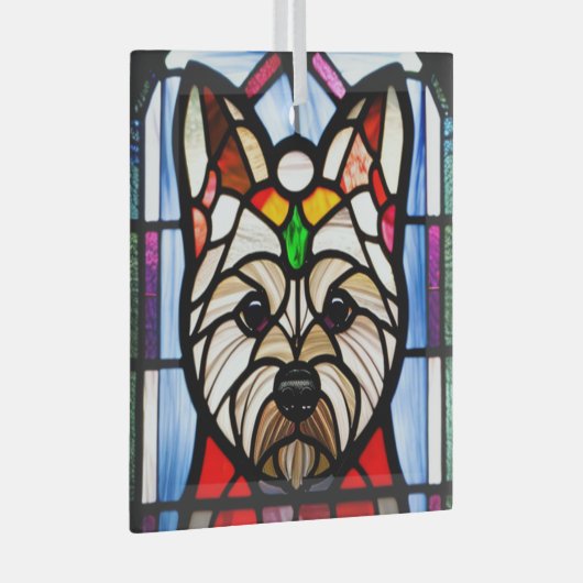 Norwich Terrier "Stached Glass" Ornament Aus Glas (Vorderseite Rechts)