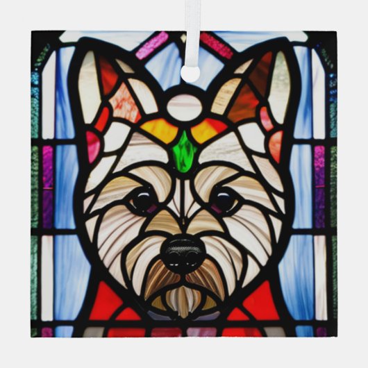 Norwich Terrier "Stached Glass" Ornament Aus Glas (Rückseite)