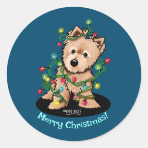 Norwich Terrier Weihnachtssticker Runder Aufkleber