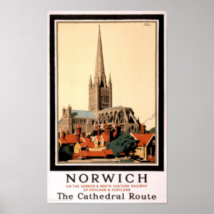Norwich Vintage Travel Poster wiederhergestellt
