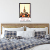Norwich Vintage Travel Poster wiederhergestellt Leinwanddruck (Insitu (Schlafzimmer))
