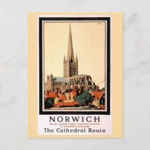 Norwich Vintage Travel Poster wiederhergestellt Postkarte