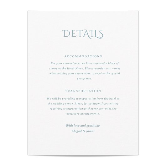 Norwich Wedding Enclosure Card Begleitkarte