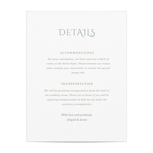 Norwich Wedding Enclosure Card Begleitkarte