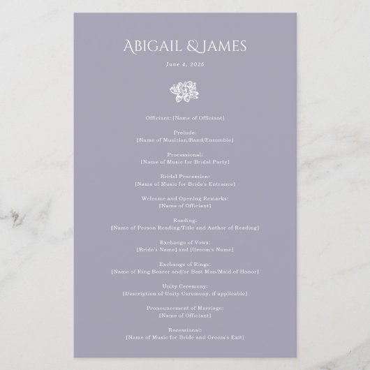 Norwich Wedding Program (Vorderseite)