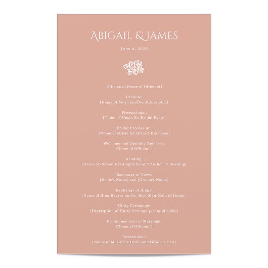 Norwich Wedding Program
