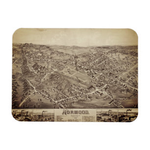 Norwood, MA Vintag Map 1882 Magnet
