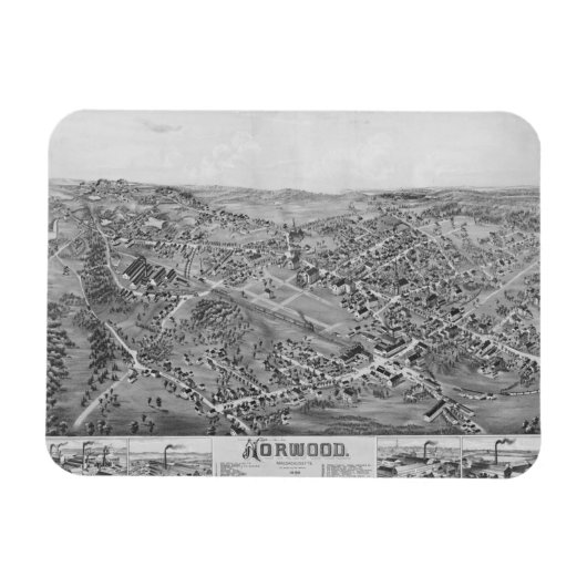 Norwood, MA Vintag Map 1882 Magnet (Horizontal)