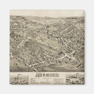 Norwood, MA Vintag Map 1882 Magnet