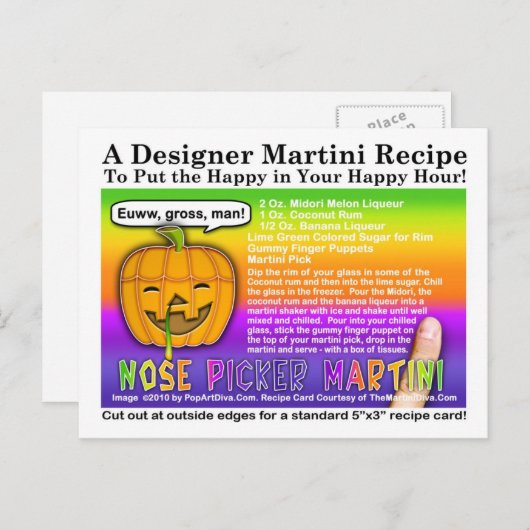 Nose Picker Halloween Martini Rezept Postkarte (Vorne/Hinten)