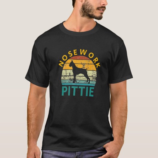 Nose Work Pittie Boxer Dog Silhouette T-Shirt (Vorderseite)