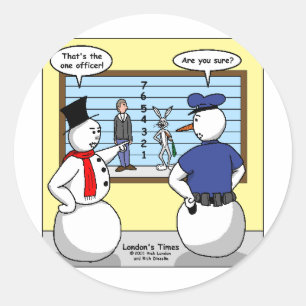 Noseless Snowman Bunny Suspting Geschenke & T-Shir Runder Aufkleber