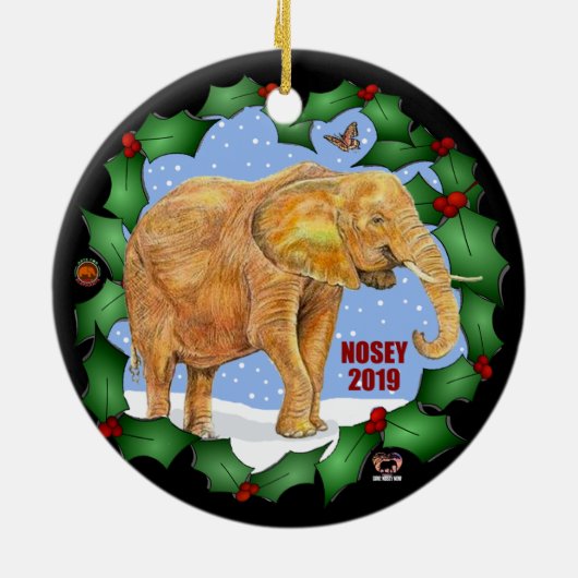 Nosey 2019 Weihnachtsschmuck, 2 Seiten Keramik Ornament (Hinten)
