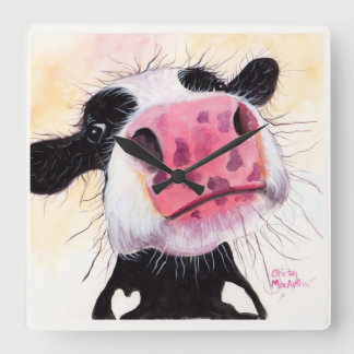 Nosey Cow ' Betty Blueberry ' von Shirley MacArthu Quadratische Wanduhr