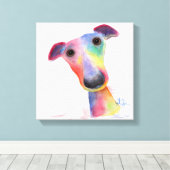 Nosey Dog 'Hank' Hippet / Greyhound Canvas Print Leinwanddruck (Insitu (Holzboden))