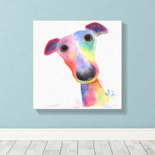 Nosey Dog 'Hank' Hippet / Greyhound Canvas Print Leinwanddruck (Insitu (Holzboden))
