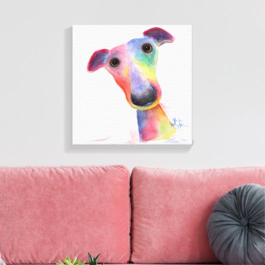 Nosey Dog 'Hank' Hippet / Greyhound Canvas Print Leinwanddruck (Insitu (Wohnzimmer))