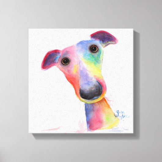 Nosey Dog 'Hank' Hippet / Greyhound Canvas Print Leinwanddruck (Vorderseite)