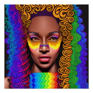 Nosey Queen Rainbow Niedlich Hair Black Melanin Af Poster