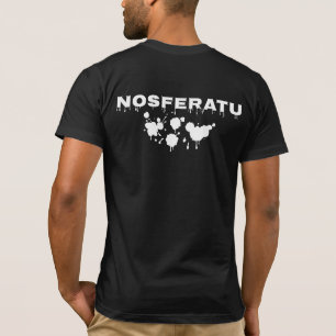 Nosferatu-Inspirierte weiße Bat-Typografie auf sch T-Shirt