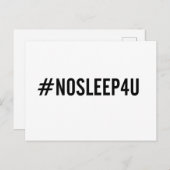 #NOSLEEP4U. Liebliche Babypostkarte, junge Mutter Postkarte (Vorne/Hinten)