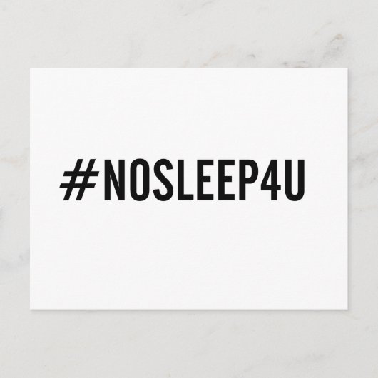 #NOSLEEP4U. Liebliche Babypostkarte, junge Mutter Postkarte (Vorderseite)