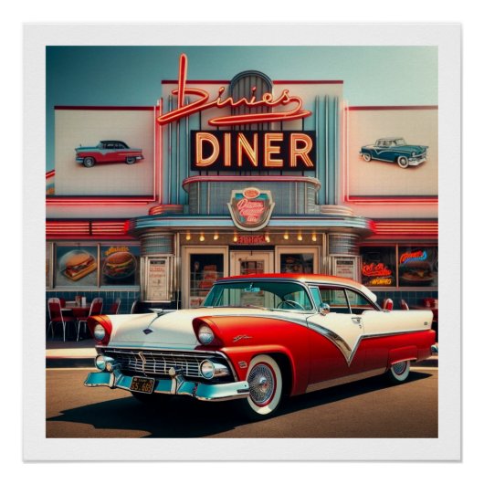 Nostalgia Chevy und Diner Poster (Vorderseite)