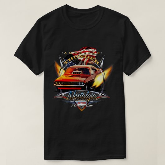 Nostalgia Funny Car American Drag Racing T-Shirt (Design vorne)
