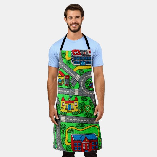 Nostalgia Race Track Retro Car Road Map der 90er J Schürze (Getragen)