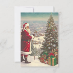 Nostalgia Santa Claus Xmas Invitation Card Einladung