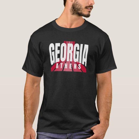 Nostalgic Athens GA Red & Black Athens GA Striped  T-Shirt (Vorderseite)