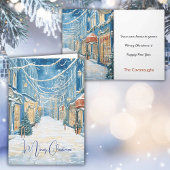 Nostalgic Blue Christmas Street Grußkarte Karte