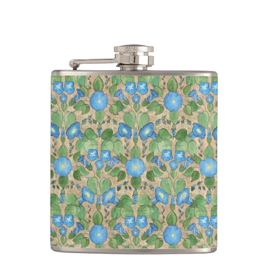 Nostalgic Blue Morning Glory Hip Flask Flachmann (Vorderseite)