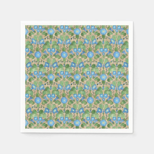 Nostalgic Blue Morning Glory Paper Napkins Serviette (Vorderseite)