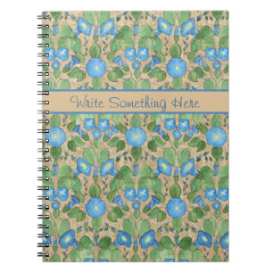 Nostalgic Blue Morning Glory Spiral Notebook Notizblock
