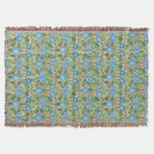 Nostalgic Blue Morning Glory Throw Blanket Decke