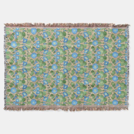 Nostalgic Blue Morning Glory Throw Blanket Decke (Vorderseite)