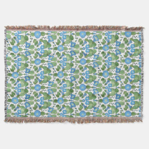 Nostalgic Blue Morning Glory Throw Blanket Decke