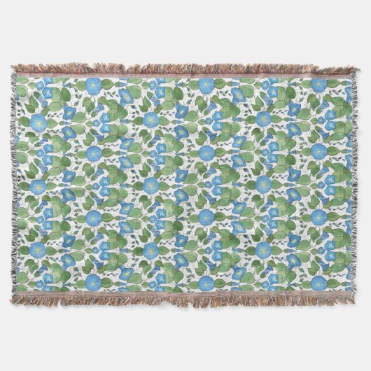 Nostalgic Blue Morning Glory Throw Blanket Decke (Vorderseite)